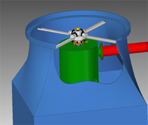 COOLING TOWER : TURBINE DRIVEN FAN BASED SYSTEM : RENEWABLE ENERGY : Click to Enlarge